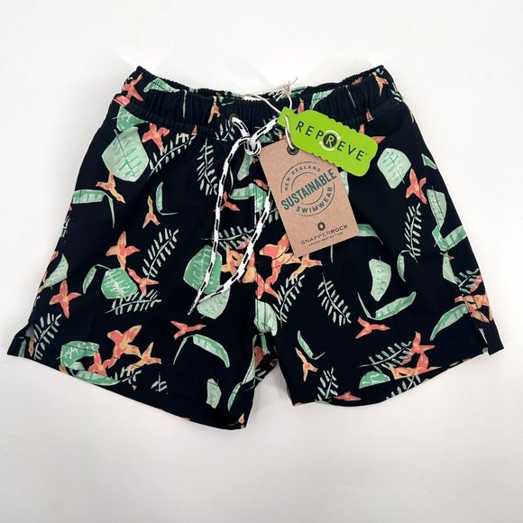 Snapper Rock Boys Size 3 Rainforest Print Swim Trunks